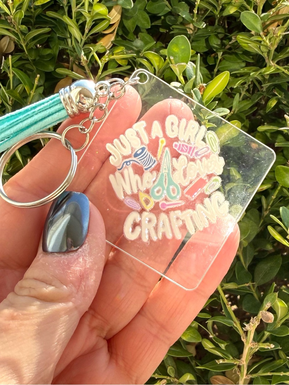 Just a Girl Who Loves Crafting Acrylic Keychain | Handmade Crafter Gift